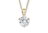 Round Diamond Pendant in Yellow Gold